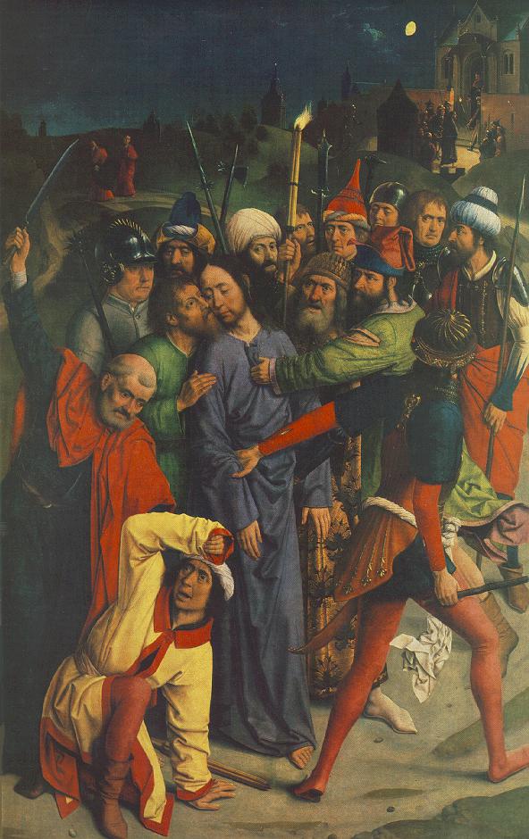 Dieric Bouts The Arrest of Christ with kiss of Judas and ear of Malchus ca1485